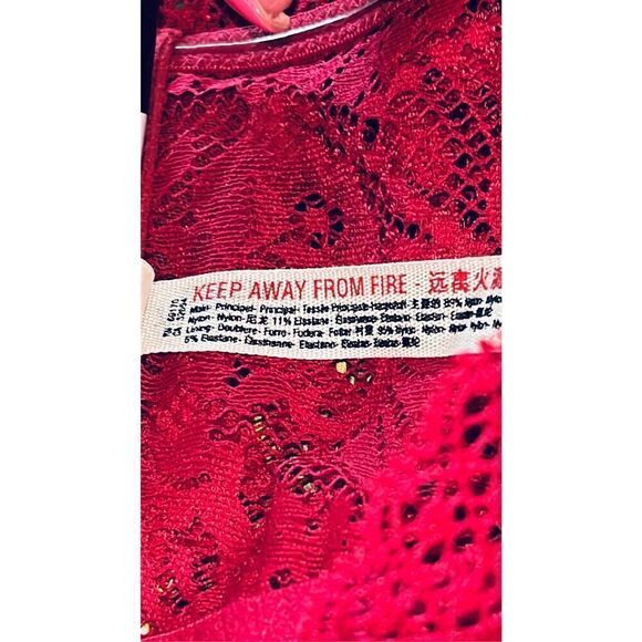 Intimately Free People Women's M Strapless Lace Bandeau Bralette Burgundy Red - Picture 7 of 12